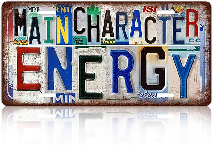 Vintage License plate Wall Decor Metal Sign Tin Signs for Bar Home Bedroom Garage - Main Character Energy