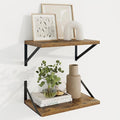 Axeman Deep Floating Shelves | 16 Inch Brown Wall Shelves Set of 2 | 10 Inch Deep Wood Floating Shelves for Wall | 16" W x 10" D Rustic Brown Shelves for Living Room Bathroom Kitchen