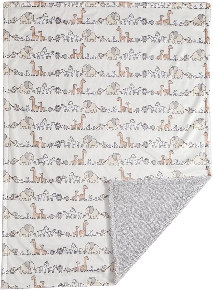 CREVENT 2Pcs 30''X40'' Cute Cozy Fluffy Warm Baby Blankets for Infants Toddlers' Bedding Crib Cot Stroller - Grey Cloud + Minky Animal