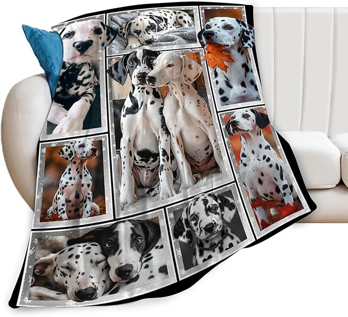 Dalmatian Dog Blanket Dalmatian Throw Blankets Puppy Dog Decor Stuff Cozy Flannel Fleece Soft Plush Fuzzy Warm Lightweight Bedding Gifts for Women Girls Kids 50"X40"