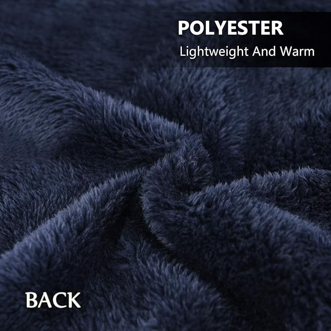 forestfish Fleece Wearable Blanket, Plaid Lap Blanket Comfy Poncho Throw with Buttons for Bed Sofa Office, Blue-White
