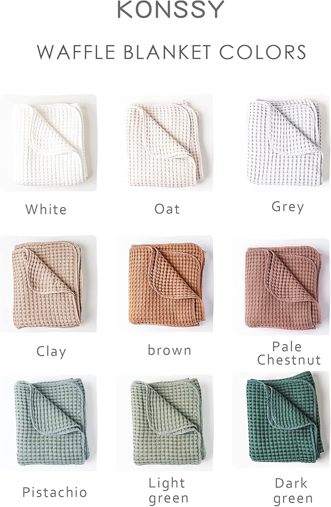 Konssy Waffle Baby Blanket - Soft & Cozy Nursery Swaddle Blanket, Lightweight Toddler Throw for Boys & Girls, Ideal for Wrapping(Light Green)