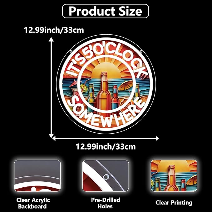 Its 5 00 O'clock Some Where Neon Signs for Wall Decor,Beer Neon Led Sign for Palm Tree Sunset Beach Bar Man Cave Garage Neon Light Five Oclock Somewhere Sign.