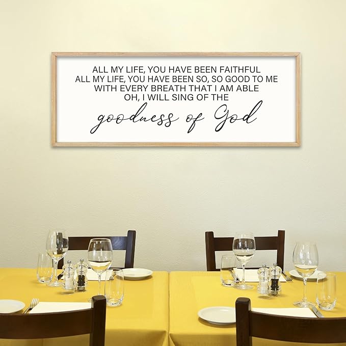 comurdyo Goodness of God Wall Decor 40"X15" Bible Verse Sign Jesus Christ Prayer Christian Catholic Scripture for Home Office Church Wall Hanging Art (Wood)