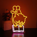 Neon Sign - HSJNJKFU Cat Neon Signs for Wall Decor Cat Reading Book Led Light Up Sign for Bedroom Room Birthday Party Home Decor