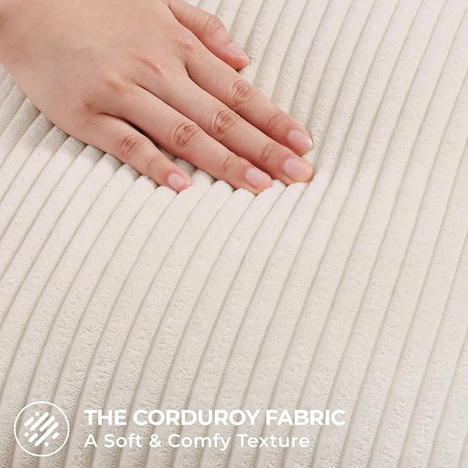 Mecatny Corduroy Decorative Throw Pillow Covers 24x24 Set of 2 for Sofa Living Room, Soft Neutral Boho Couch Pillow Covers for Home Decor, Cream White