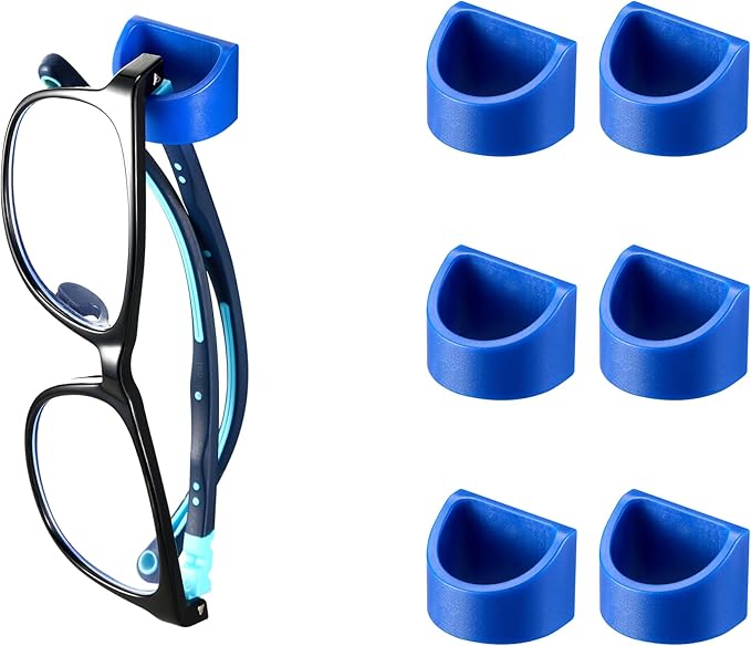 Sunglass Organizer 6 Pack, Glasses Holder & Eyeglass Holder for Eyewear, Sunglasses, Reading Glasses. Sunglass Holder for Home, Office, Car, Driver, Workshop. Glasses Accessories (Blue)