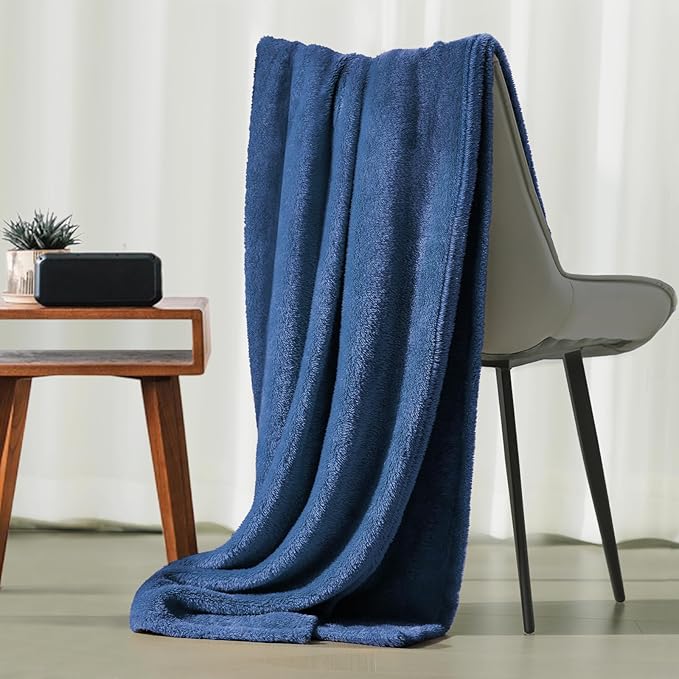 Plush Fleece Throw Blanket for Couch and Bed, Fluffy Fuzzy Cozy Soft Blankets All Season Use (50x60 Inches,Navy Blue)