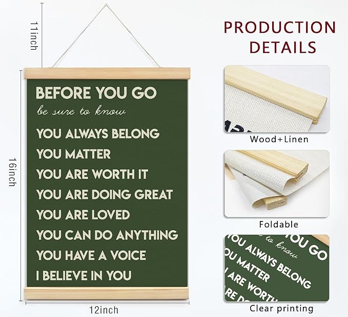 Mental Health Positive Inspirational Wall Art Decor,Therapist Office Signs Wall Art Decor For Office Kids Teen Girls Room Bedroom Playroom Wall Decor Wood Posters Framed（dark green）