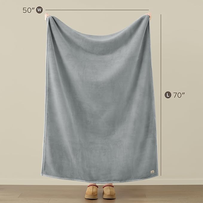 UGG Coco Plush Fleece Throw Blanket – Soft & Cozy Blanket for Couch, Bed & Sofa, Perfect for Home Decor, House Warming Gifts or Luxurious Birthday Gifts for Women, 50" x 70", Seal Gray