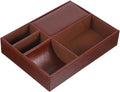 Leather Jewelry Storage Box Multi-compartment Organizer Tray for Rings Watches Earrings Faux Leather Nightstand Dresser Storage Case Brown