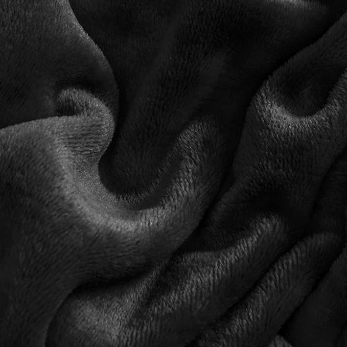 BEDELITE Flannel Sheets Twin Size Black - Super Soft Fleece Sheets Set Fluffy Extra Plush, 3 Piece(Include Fitted Sheet, Flat Sheet, 1 Pillowcase)