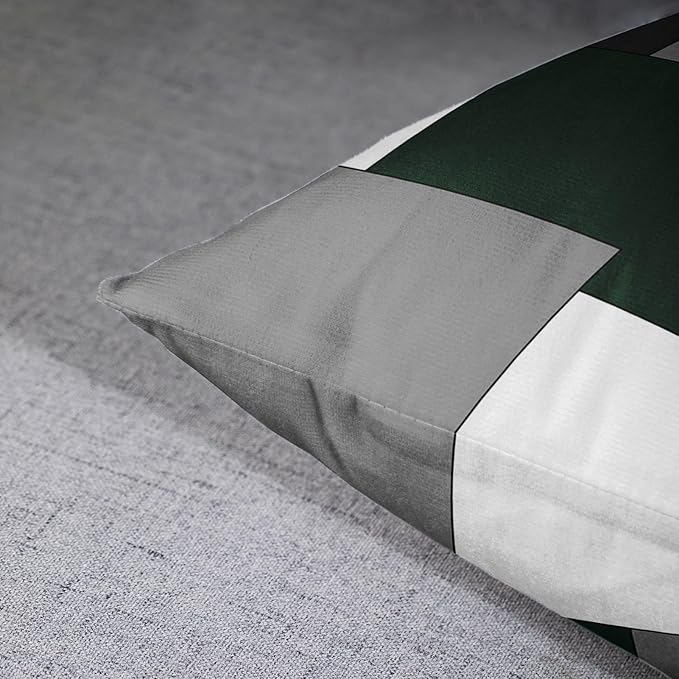 Emvency Set of 2 Dark Green Geometric Throw Pillow Cover Black Grey White Painting Abstract Checkered Design Decorative Pillow Case Modern Home Decor Standard Square 18x18 Inch Cushion Pillowcase