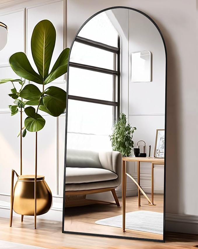 Full Length Mirror with Stand, 41"x81" Floor Mirror Freestanding, Arched Wall Mirror, Oversized, Wall Mounted Mirror for Bedroom(Black)