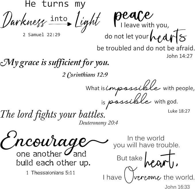 BBTO Bible Verse Wall Stickers Inspirational Quote Wall Decals Religious Motivational Scripture Sticker Peel and Stick for Bedroom Living Room Office Bathroom(Encourage One Another)
