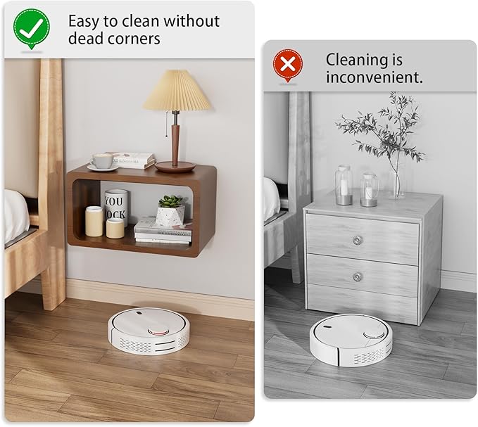 Bamboo Floating Nightstand with Storage Drawer and Modern Open Shelf Cubby，Bedroom, Living Room, Kitchen, Tool Room for use. (Brown, Prepare for Departure)