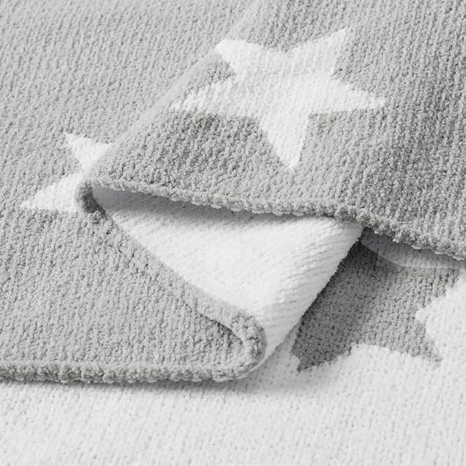 CREVENT 2Pcs 30''X40'' Cute Cozy Fluffy Warm Baby Blankets for Infants Toddlers' Bedding Crib Cot Stroller - Grey Cloud + Knit Grey