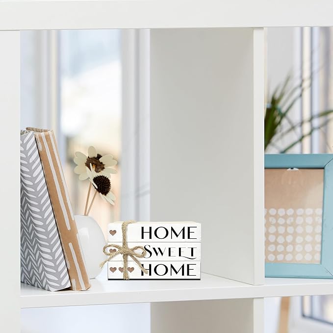 Mini Decorative Books For Home Decor, Small Wood Book Stack For Table Decor, Home Decor Book For Living Room Mantel, Farmhouse Stacked Books Decorative（L40）
