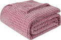 EMME Fleece Throw Blanket Luxury Flannel for Couch Bed Sofa Chair, Soft, Plush, Warm and Cozy Blanket with Geometric Grid Design (Purple, 60'' x 80'')