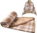 forestfish Fleece Wearable Blanket, Plaid Lap Blanket Comfy Poncho Throw with Buttons for Bed Sofa Office, Brown-White