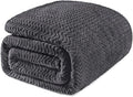Exclusivo Mezcla Twin Blanket for Bed, Cozy Lightweight Fleece Blankets for All Season, Decorative Giftable Fuzzy Plush Wave Textured Suitable for Women, Men, Dark Grey, 90x66 Inches