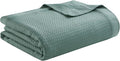 Madison Park 100% Egyptian Cotton Lightweight Summer Blanket, Breathable Waffle Knit Design, Soft Cozy All-Season Throw for Bed, Couch or Sofa, Teal Twin Size (66"x90")