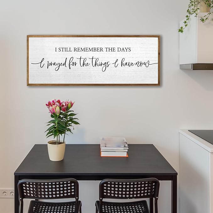 I Still Remember The Days I Prayed Sign Wall Decor 40''×15'' Rustic Large Wooden Framed For Family Living Room Vintage Farmhouse Inspirational Home Wall Art Hanging Decoration (Wood)