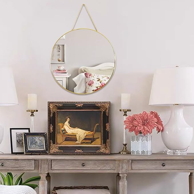 11.8-inch Small Round Wall Mirror, Gold Bathroom Mirror
