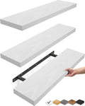BAYKA White Floating Shelves for Wall, 22.5 inches Wall Mounted Rustic Wood Shelves for Bathroom, Bedroom, Living Room, Hanging Shelf for Books/Storage/Decor/Display (Set of 3)