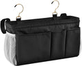 DOMIKING Black Bedside Caddy for Dorm Bed Recliner Armrest Organizer with Hooks Haning Holder for Bunk Bed Headboards Rails
