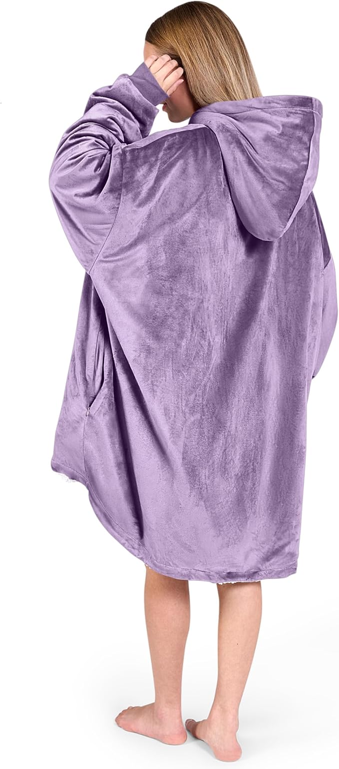 Bare Home Wearable Blanket Hoodie - Soft Plush Sherpa - Warm and Cozy - Oversized Wearable Blanket - Adult & Kid Sizes