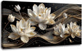 Bamdeya Large Picture Bedroom Wall Decor Abstract Canvas Poster Prints Browm White Flower Wall Art Petals Modern Framed Art Office Artwork for Walls Living Room Decor Kitchen Home Decorations