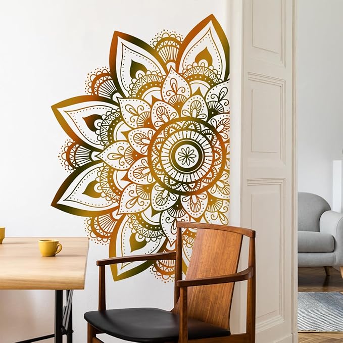Runtoo Large Mandala Wall Decal Boho Flower Wall Stickers for Living Room Bedroom Headboard Yoga Home Decor