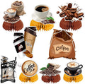 9 PCS Coffee Honeycomb Centerpieces Coffee Table Decorations Table Topper for Coffee Party Decorations Coffeehouse Birthday Party Supplies