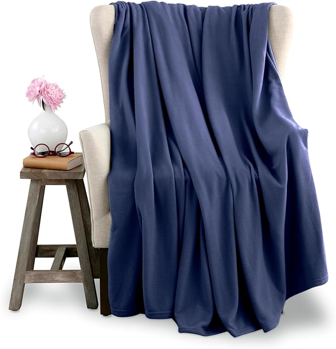 Microfleece Queen Size Blanket | Supersoft Lightweight Throw Blanket | All-Season Comfort | Navy