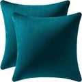 DEZENE Euro Sham Covers 26x26 Teal: Pack of 2 Cozy Soft Velvet Square Modern Luxury Decorative Throw Pillow Cases for Sofa Couch Living Room Bed Home Decor