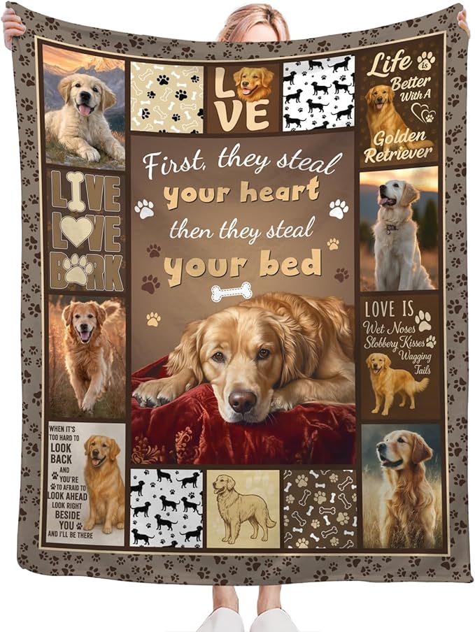 Golden Retriever Blanket for Girls Women Boys Men Adults Kids Soft Cozy Fleece Goldie Dog Pet Throw Blankets Gifts Warm Flannel Plush Lightweight Decor for Couch Bed Sofa 50"X40"