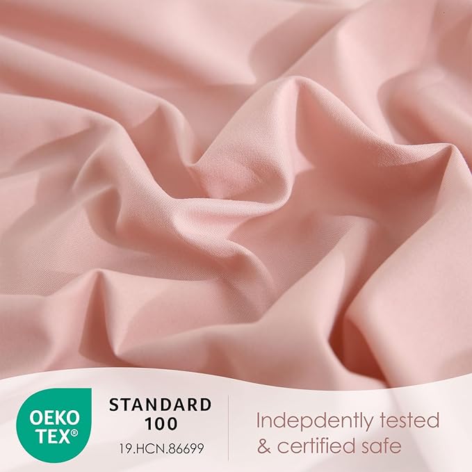 JSD Dusty Pink King Sheet Set with Side Pocket Corner Straps, 4 Piece Soft Microfiber Bed Sheets Extra Deep Pocket