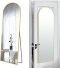 57x20 Door Hanging Full Length Mirror, Floor (Height 5.7ft just Body in1.3ft) or Wall Mounted Metal Frame Arch Dressing Mirrors for Bedroom Bathroom Living Room 57 20 inch Gold