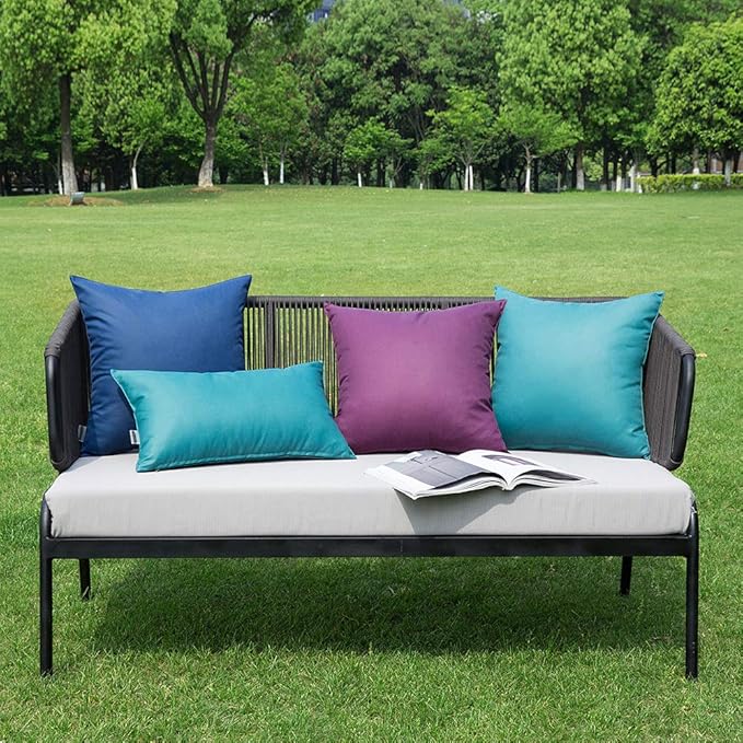 MIULEE Pack of 2 Decorative Pillow Covers Square Cushion Sham Throw Pillowcase Shell Waterproof for Spring Indoor Couch Chair Sofa Patio 20x20 Inch Purple