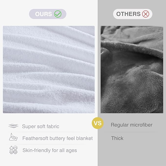 Madison Park Fuzzy Knit Blanket Dream Soft Blanket Cozy Breathable Cover Luxrurious Feathersoft Feel, All Seasons Lightweight Bedding for Summer Cover for Bed, Couch & Sofa, King, White