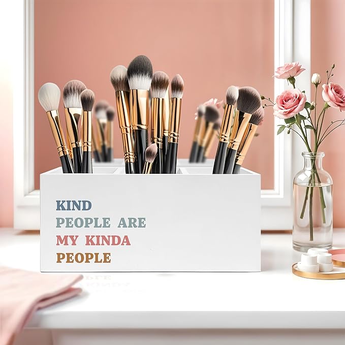 Kind People Are My Kinda People Pen Pencil Holder, Teacher Appreciation Gifts, Positive Affirmations Humorous Pencil Pen Holder Organizer for Teacher Office Desk Accessories