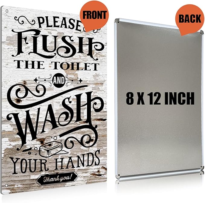 BEASTZHENG Rustic Bathroom Metal Tin Sign Wall Decor - Farmhouse Bathroom Quote Saying Tin Sign for Toilet Restroom Home Decor Gifts
