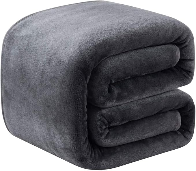 Polar Fleece Throw Blankets Travel Size for The Bed Extra Soft Brush Fabric Super Warm Sofa Throw Blanket 50" x 61"(Dark Grey Travel)