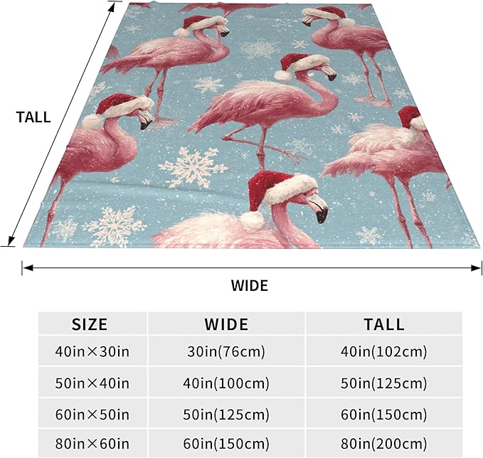 Flamingo Throw Blanket Soft Warm Cozy Christmas Flamingos Blankets Fuzzy Plush Fleece Flamingo Blanket Gifts for Couch Bed Sofa Home Decor 40''X50''