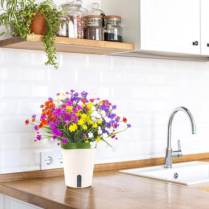 Artificial Flowers, 20 Bundles Outdoor Fake Flowers for Decoration UV Resistant Faux Plastic Plants Garden Porch Window Box Décor (Mix)