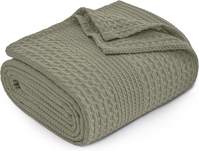 PHF Lightweight Waffle Weave Blanket King Size, Breathable & Ultra Soft, 104"x 90" Soft & Cozy Thin Blanket for All Season & Hot Sleepers, Bed, Home Decor - Dusty Sage