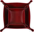 uxcell 2 Pcs Valet Tray for Women and Men, PU Leather Jewelry Tray Entryway Table Bedside Nightstand Catchall Storage Organizer for Jewelry Key Coin Watch Wallet(Square, Dark Red)