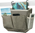 Bedside Caddy, Bedside Storage Bag Hanging Organizer for College Dorm Beds, Hospital Beds, Headboards Bunk Beds, Glasses, Book, Phone, Magazine (Grey)