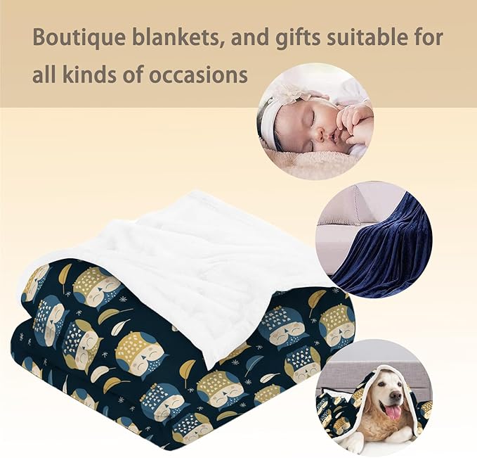 Cartoon Owl Blanket | Soft Warm Cozy Lightweight Flannel Throw Blanket Perfect for Couch, Bed, Decor, Travel & Outdoor Use, Fuzzy Blankets for Adults Kids Women Girls 60×50 in